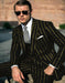 Black And Gold Stripe Suit - Vested Pinstripe Suit