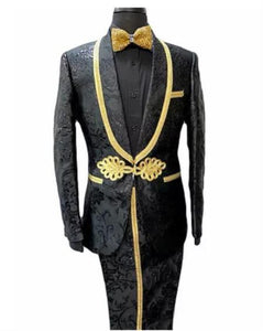 Black and Gold Stripe Suits - Vested Suits