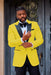 Mens One Button Notch Lapel Suit Yellow