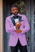 Mens One Button Notch Lapel Suit Lavender - Slim Fitted