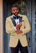 Mens One Button Notch Lapel Suit Tan