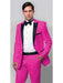Mens One Button Notch Lapel Single Breasted Suit Pink