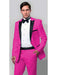 Mens One Button Notch Lapel Single Breasted Suit Pink