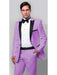 Mens One Button Notch Lapel Single Breasted Suit Lavender - Slim Fitted