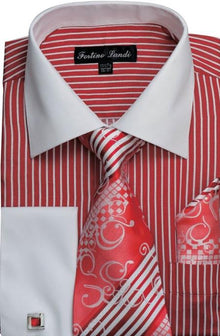 Mens Pinstripe Dress Shirt Red
