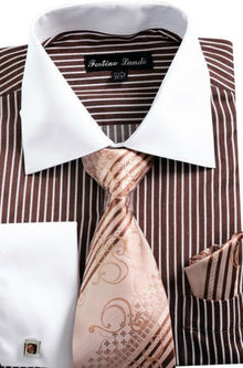 Mens Pinstripe Dress Shirt Brown