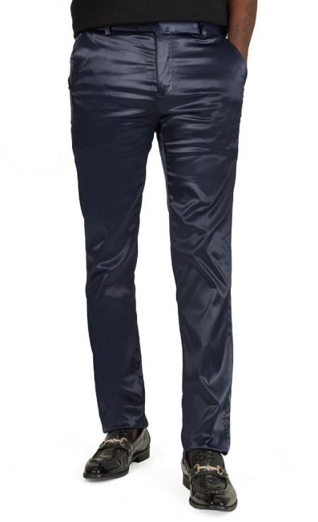 Men'S Red Slim Fit Shiny Dress Pants main image 0