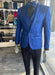 Mens Prom Tuxedo Paisley Suit - Wedding Floral Suit- Royal Blue - Indigo Wedding Jacket + Vest + Pants