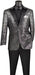 Prom Suit - Silver - Paisley Floral Tuxedo - Wedding Groom Suit