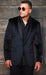 Mens Modern Fit Velevet Blazer with Stone Black - Black
