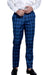 Mens Skinny Fit Pants - Glen Checker - Blue Dress Pants