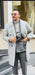 Mens Six Button Peak Lapel Suit Grey