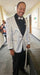 Mens One Button Shawl Lapel Suit Silver