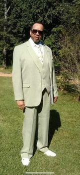 Mens Two Button Notch Lapel Suit Light Green