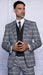 Mens Black Plaid Peak Lapels Suit Tailor Fit