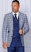 Mens Blue Plaid Peak Lapels Suit Tailor Fit