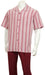 Mens Walking Suit Set Strpied Polyester Burgundy