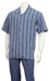 Mens Walking Suit Set Strpied Polyester Blue