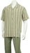 Mens Walking Suit Set Strpied Polyester Olive