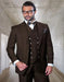 Big and Tall Suits - 100%  Wool Suit - Peak Lapel Classic Fit - Pleated Pants - Brown