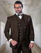 Big and Tall Suits - 100%  Wool Suit - Peak Lapel Classic Fit - Pleated Pants - Brown