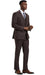 Stacy Adams Peak Lapel Brown Plaid Mens Suit