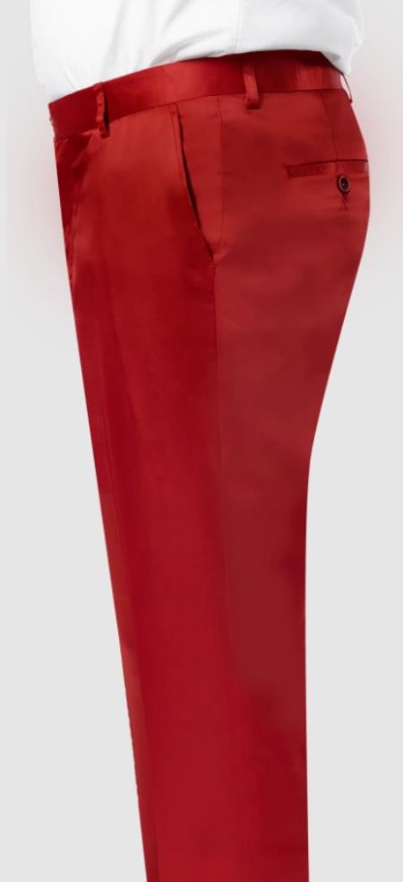red dress slacks for men Mens Satin Pants Red Red / dress size Pants : 44
