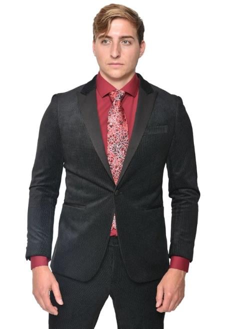 Mens Velvet Suit - Black Suit
