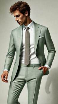 Sage Green Suits - Green Wedding Suit - Summer Suit Sage Green / Suit + Tie / 44 Long Jacket+38 Waist Adjust 34 to 40)(Height:6-6.4")(Neck 17.0-18.5: Sage Green Suits - Green Wedding Suit - Summer Suit Sage Green / Suit + Tie / 44 Long Jacket+38 Waist Adjust 34 to 40)(Height:6-6.4")(Neck 17.0-18.5: