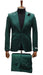 Mens Single Breast Green Sateen Shiny Fabric Metallic Fabric - Sharskin Suit