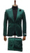 Mens Single Breast Green Sateen Shiny Fabric Metallic Fabric - Sharskin Suit