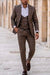 Mens Two Button Notch Label Tweed Suit Brown