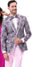 Mens Gray Pink Floral Prom Party Suit Tuxedo