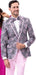 Mens Gray Pink Floral Prom Party Suit Tuxedo