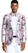 Mens Slim Fit Shawl Label Paisley Prom Tuxedo Jacket in Pink and Black