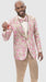 Mens One Button Pink and Gold Paisley Pattern Prom Dinner Jacket