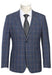Mens Two Button Slim Fit Windowpane Plaid Suit in Blue
