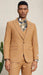 Mens One Button Slim Fit Windowpane Plaid Suit in Rust