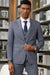 Mens One Button Peak Lapel Suit Navy Blue and Orange