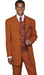 Mens Four Button Peak Label Vested Fashion Suit in Rust