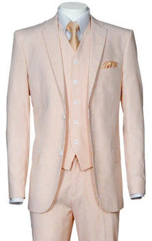 Mens Two Button Notch Lapel Suit Peach