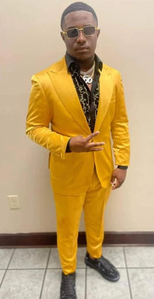 Mens Peak Label Slim Fit Gold Suit