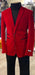 Red Velvet Tuxedo With Black Trim + Black Pants