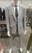 Peak Lapel Suit - Plaid Suit - Windowpane Pattern Color Suit - Gray With Blue Pattern