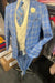 Peak Lapel Suit - Plaid Suit - Windowpane Pattern Color Suit - Sky Blue and Yellow - Steel Blue
