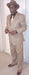 Mens Plaid Windowpane Suit - Camel - Khaki Beige Color Suit - Summer Color Light Weight Super 140's
