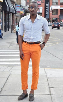 Men’s Orange Dress Pants with Flat Front, Smart Casual Formal Trousers Orange / Dress size Pants : 46 Men’s Orange Dress Pants with Flat Front, Smart Casual Formal Trousers Orange / Dress size Pants : 46