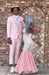Mens Two Button Peak Lapel Ticket Pocket Suit Pink