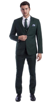 Extra Slim Fit Suit Green Shorter Sleeve ~ Shorter Jacket For Men - 3 Piece Suit For Men - Three Piece Suit