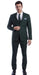 Extra Slim Fit Suit Green Shorter Sleeve ~ Shorter Jacket For Men - 3 Piece Suit For Men - Three Piece Suit